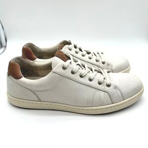 Born Mens Leather Sneakers Off White Brown Low Top Lace Up Shoes F78003
